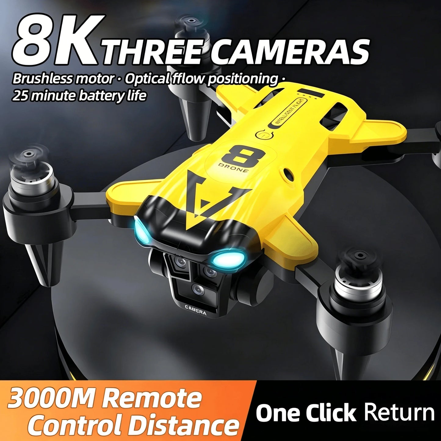 Lccnccz Quadcopter With Triple Cameras Optical Flow OneKeyReturn Brushless