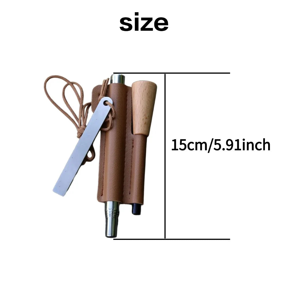 4-piece set of iron magnesium ignition rod ignition kit, including iron magnesium rod, white steel igniter and hanging rope leather cover, waterproof survival fire sickle steel, suitable for camping, hiking, backpack travel a