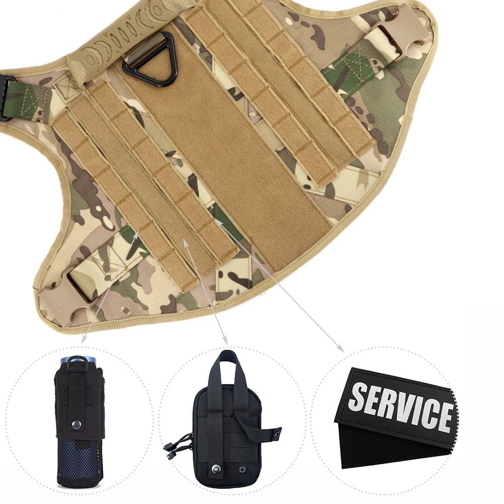 PETRAVEL Military Dog Harness Vest Leash Patches Training Set