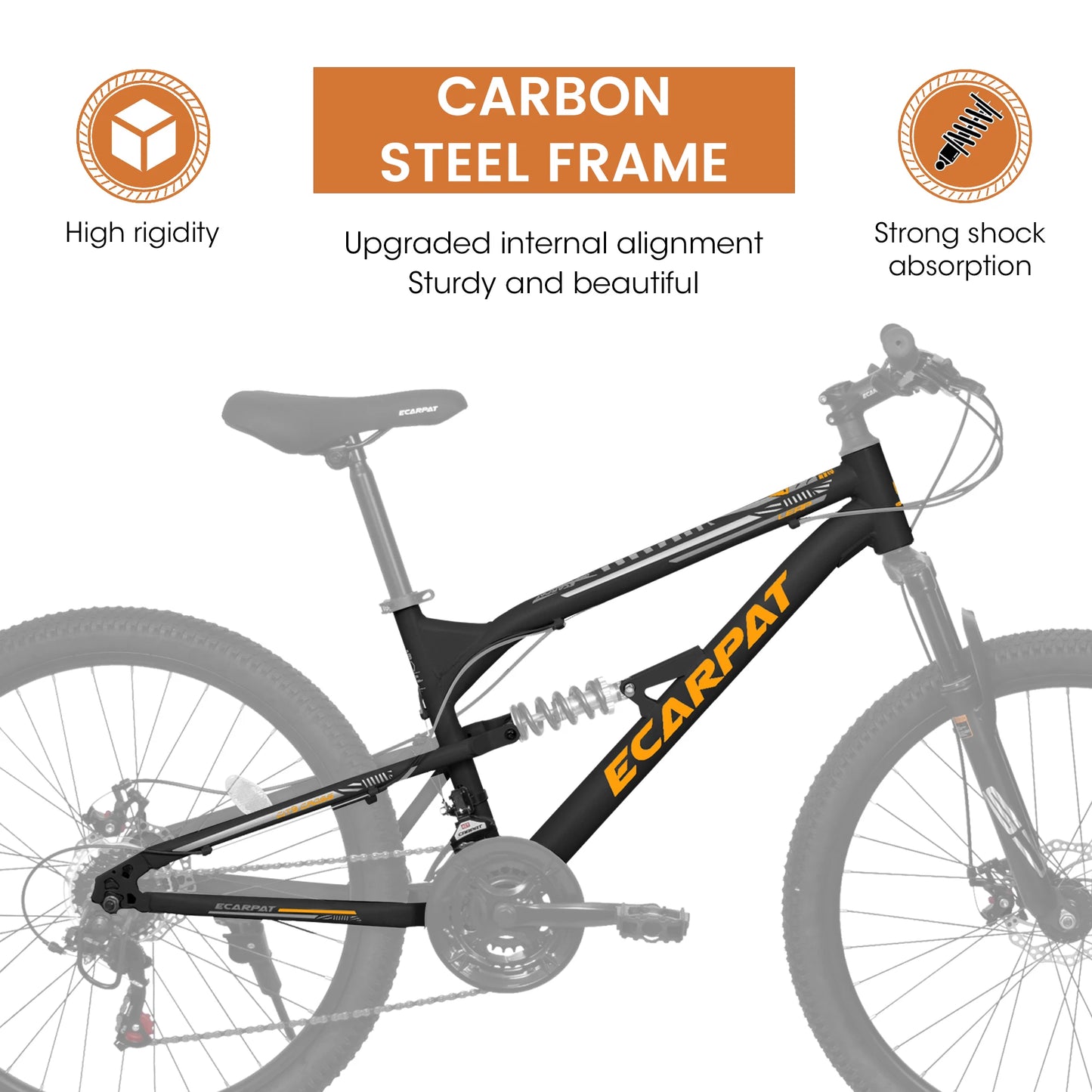 Ecarpat Full Suspension Mountain Bike Unisex 21 Speed Disc Brakes