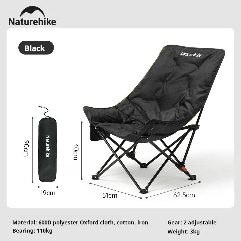 Naturehike Sea Star Recliner Outdoor Folding High Back Moon Chair 2-Position Adjustable Portable Camping Chair for Relaxing Foldable Leisure Travel Furniture Picnic