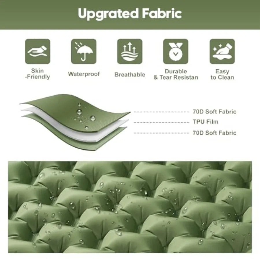 Double Sleeping Pad for Camping 4" Thick Inflatable Camping Mattress 2 Person, Built-in Feet Pump and Pillow, Ultralight Self-I