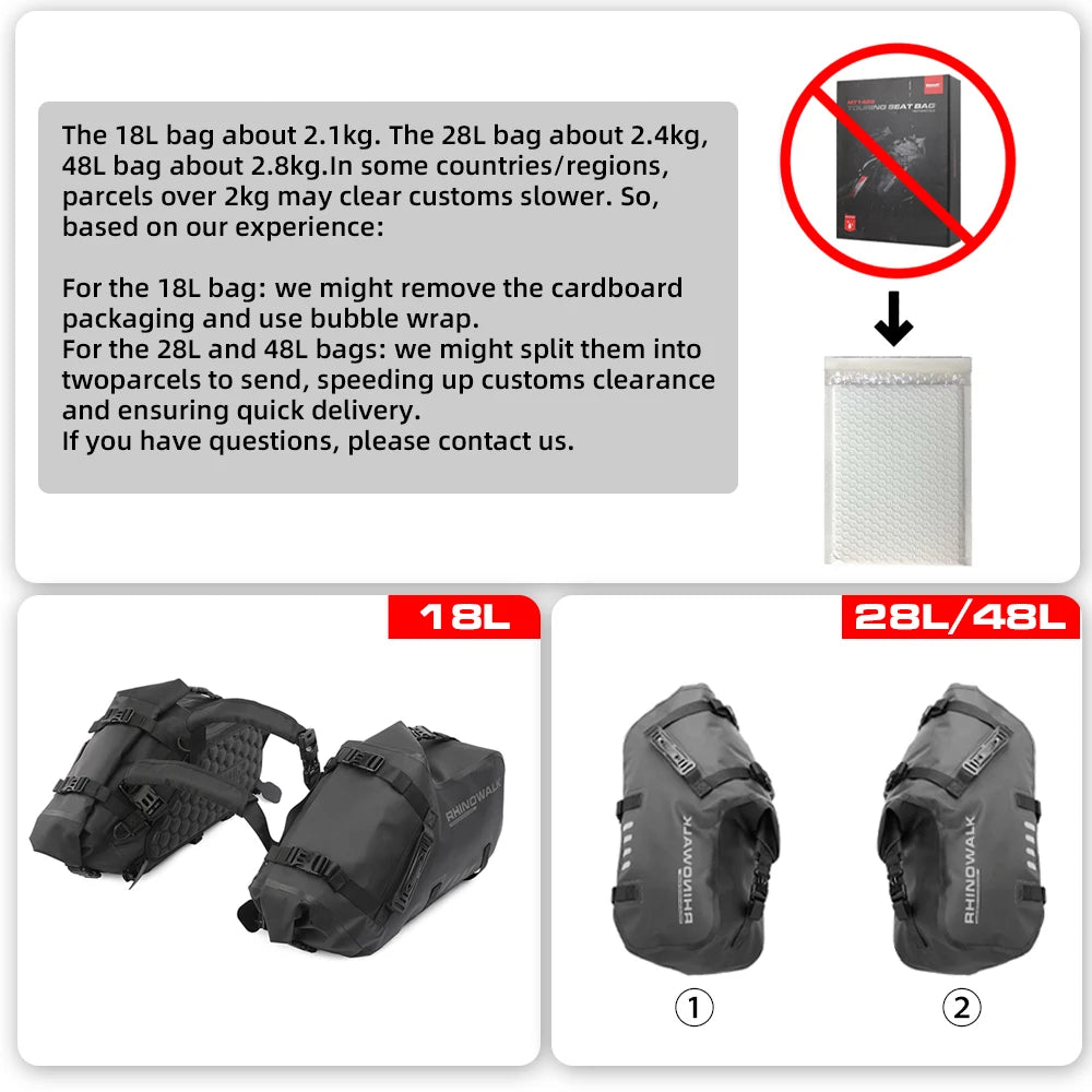 Waterproof Motorcycle Saddle Bags 2 Pack Universal Fit