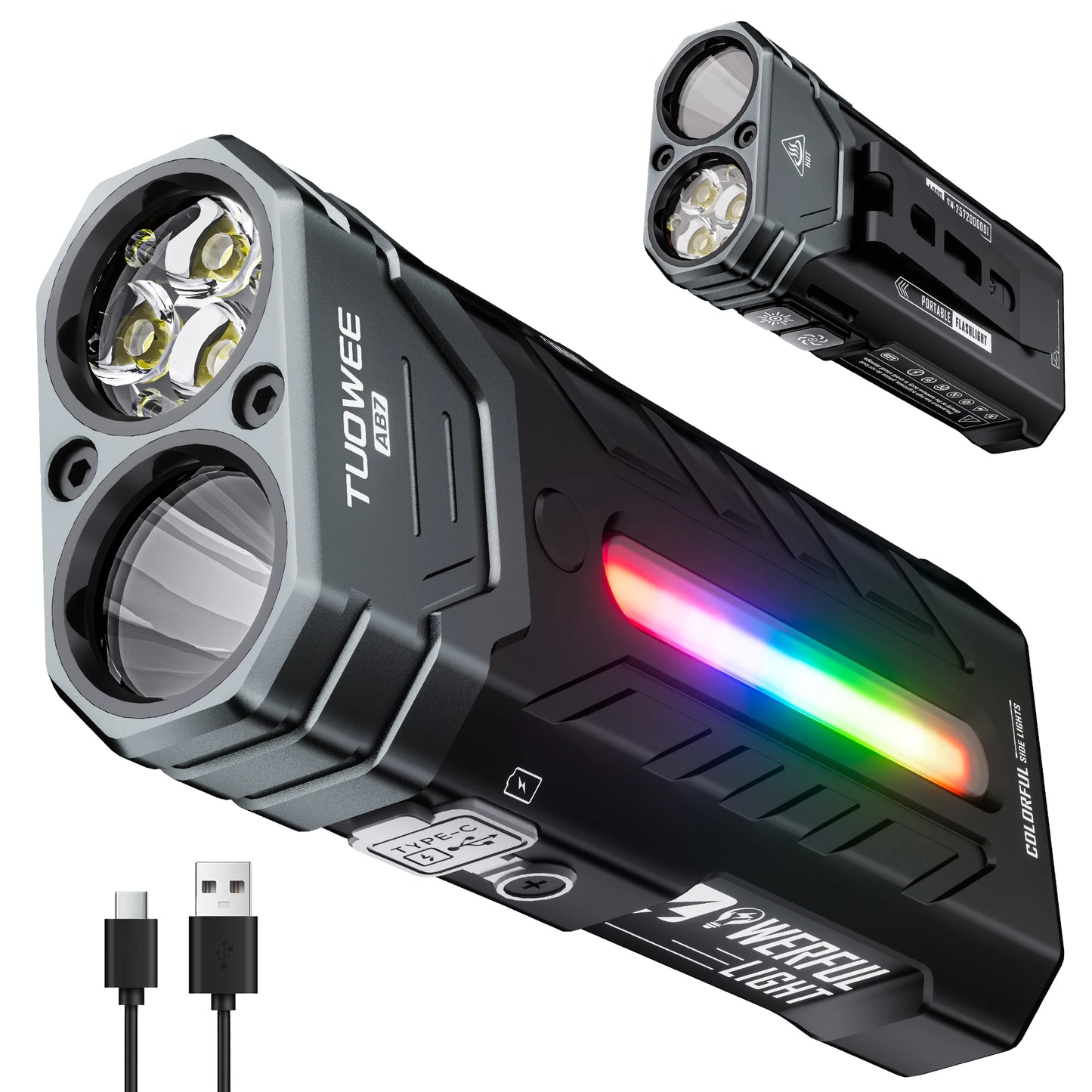 Rechargeable Magnetic LED Flashlight 5000LM With RGB Ambient Light