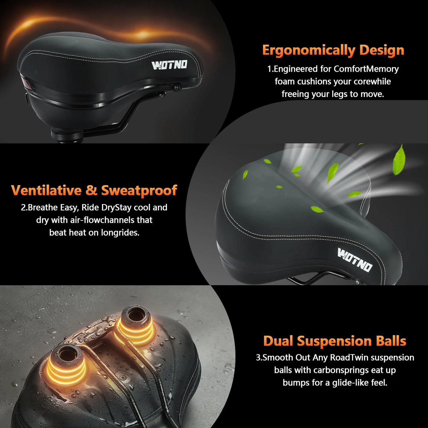 Wide Memory Foam Road Bike Saddle for Women and Men