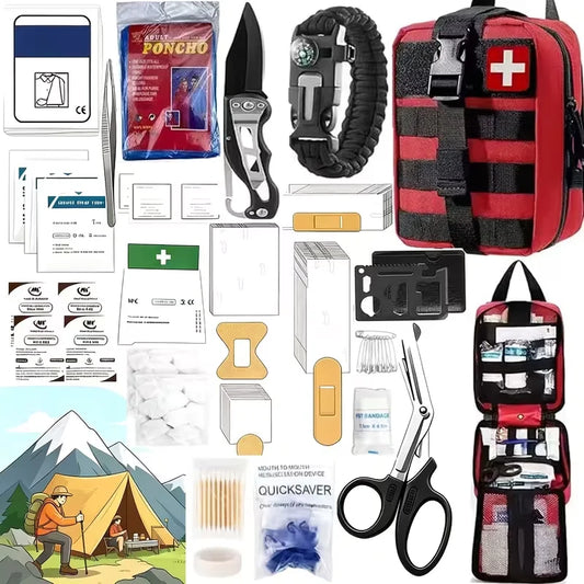 232pcsMulti-Functional Tool Backpack Emergency Survival Kit Camping Gear First Aid Supplies with MOLLE Pouches Suitable for Hunting Camping Gardening Outdoor Adventure Creative Gift for Valentine's Day Father's Day Birthday