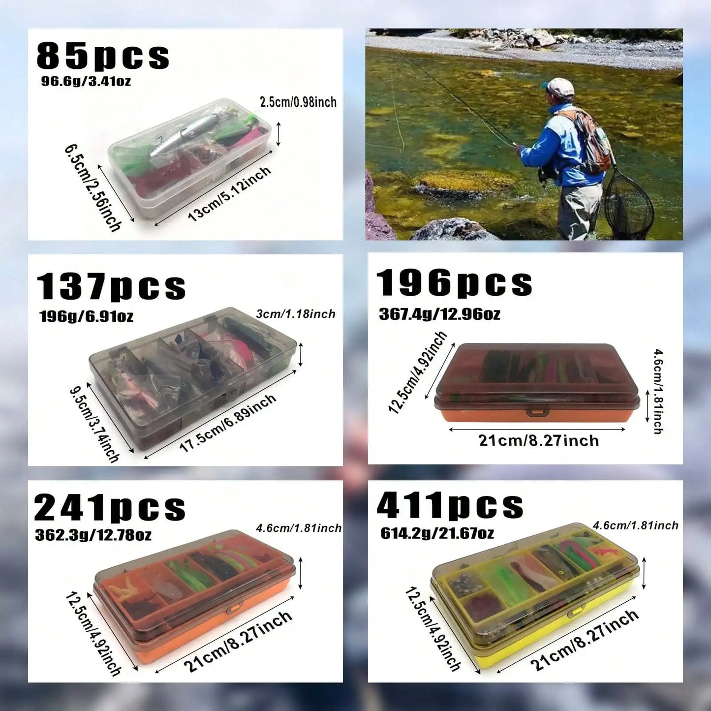 Universal Fishing Lure Set With Box Soft Baits And Hooks