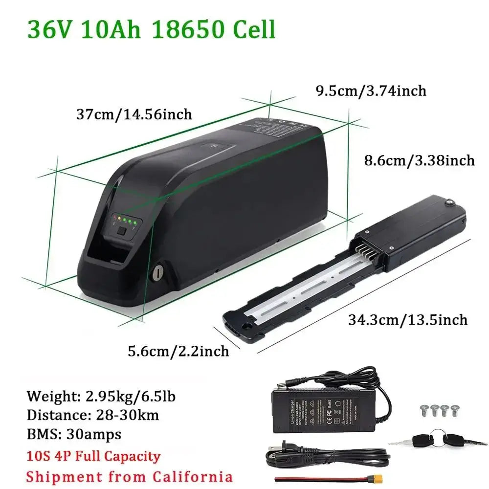 CAO MM Ebike Battery 36V 10Ah 15Ah 20Ah With Charger