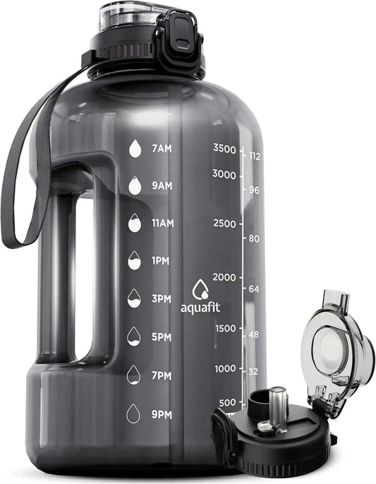 Water Bottle With Time Markers And Chug Lid For Gym Hydration