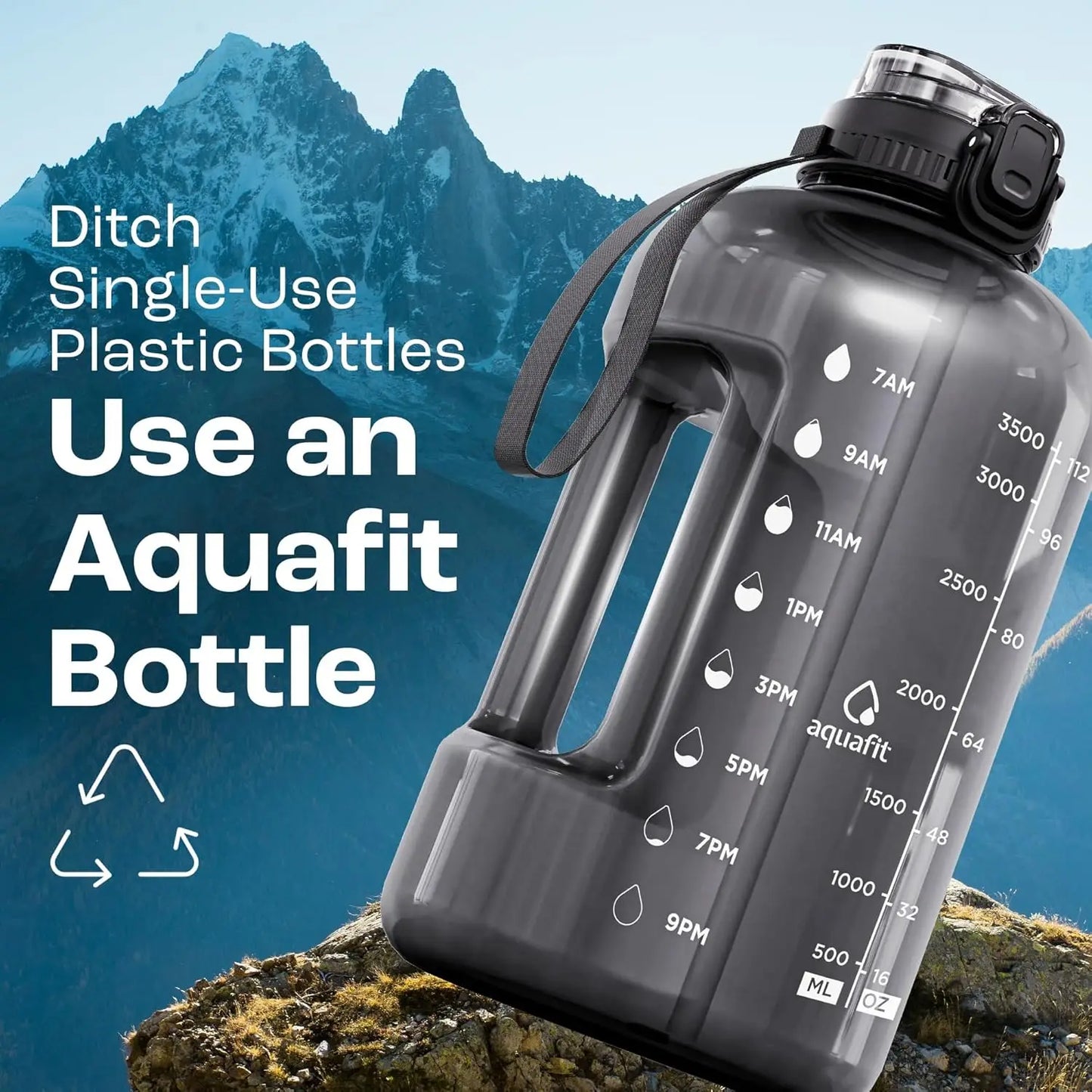Water Bottle With Time Markers And Chug Lid For Gym Hydration