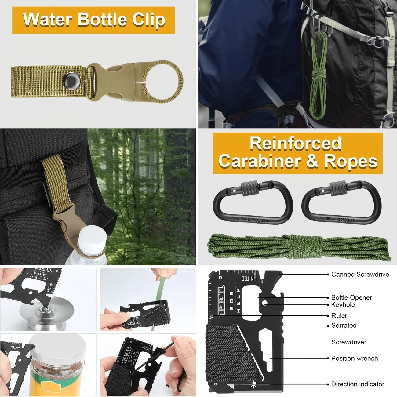 258-Piece Professional Survival & Outdoor Gear Set Comes with fire starters, compasses and multi-functional outdoor tools. Ideal for camping and adventure enthusiasts, perfect as gifts for men, fathers and husbands. Suitable