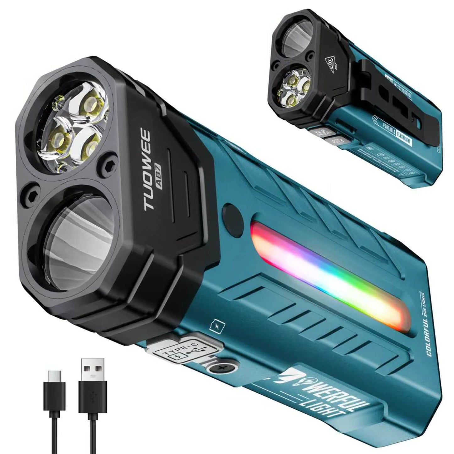 Rechargeable Magnetic LED Flashlight 5000LM With RGB Ambient Light