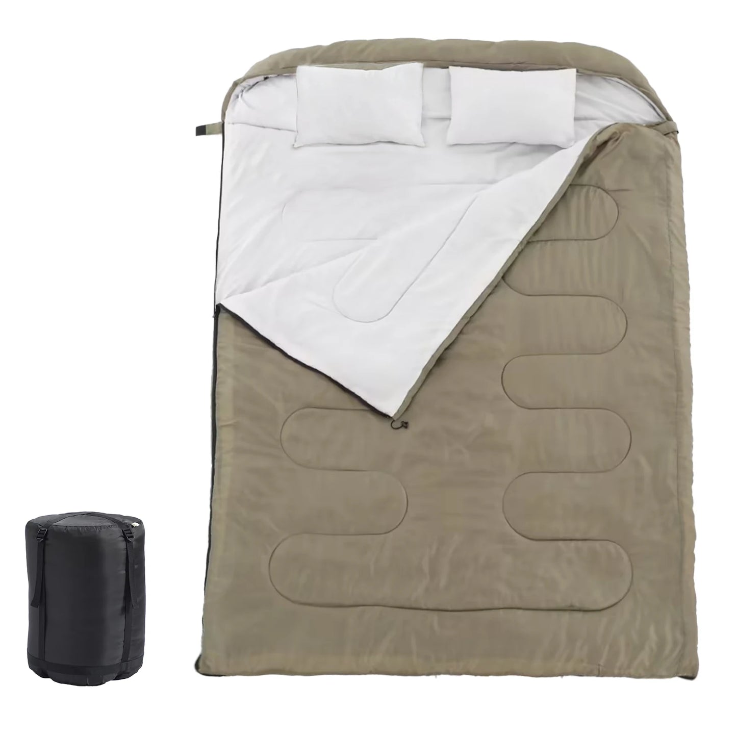JHK Double Sleeping Bag for Adults with Pillow Lightweight 3 Season Portable Compact Sleeping Bag for 2 Person Hiking Fishing