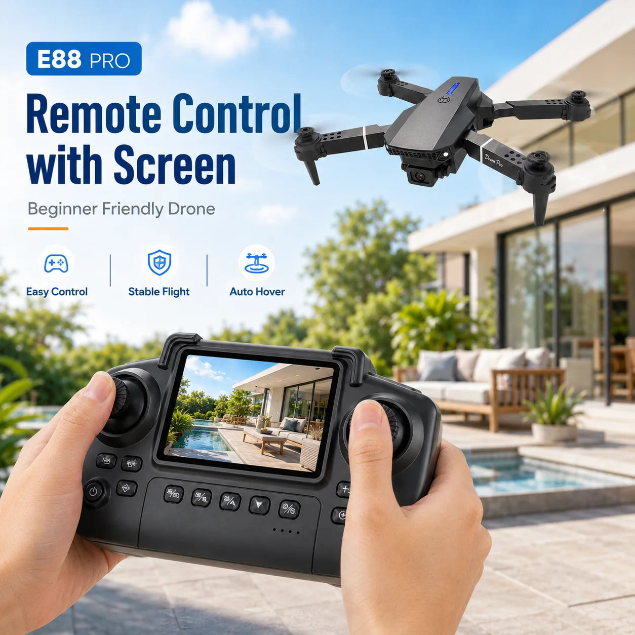 ZNLYRION Foldable FPV Drone With Screen Remote And Dual Camera