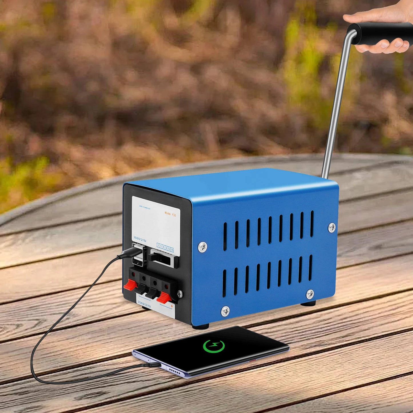 Manual Hand Crank Generator 20W Portable Emergency USB Charger for Travel
