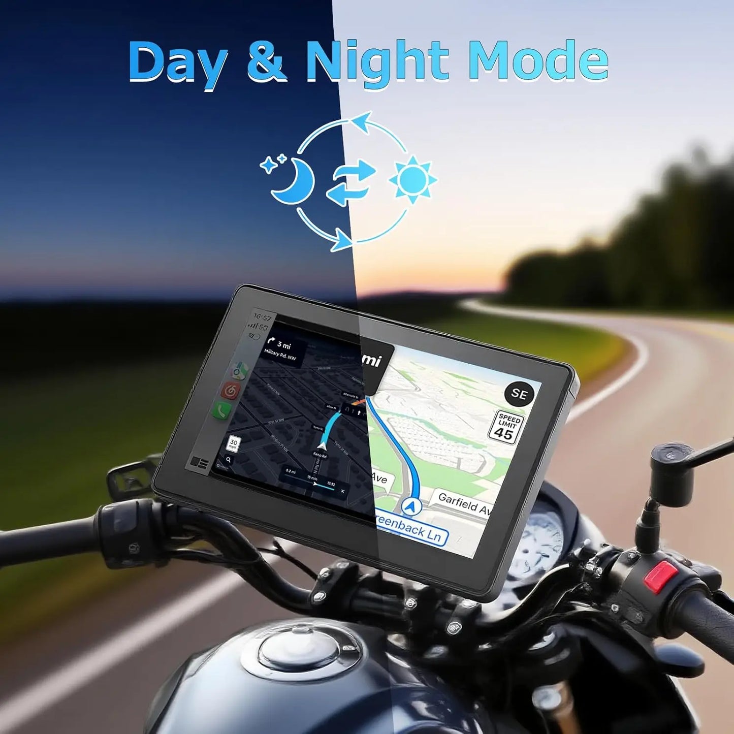 NEW Quality 5inch Motorcycle GPS Navigation Screen 1080P HD Dash Cam Front Rear IP68 Waterproof Touch Screen Bluetooth Audio Receiver Support Wireless Mirror Link 5G Wifi Hands-free Calling Tire Pressure Monitoring