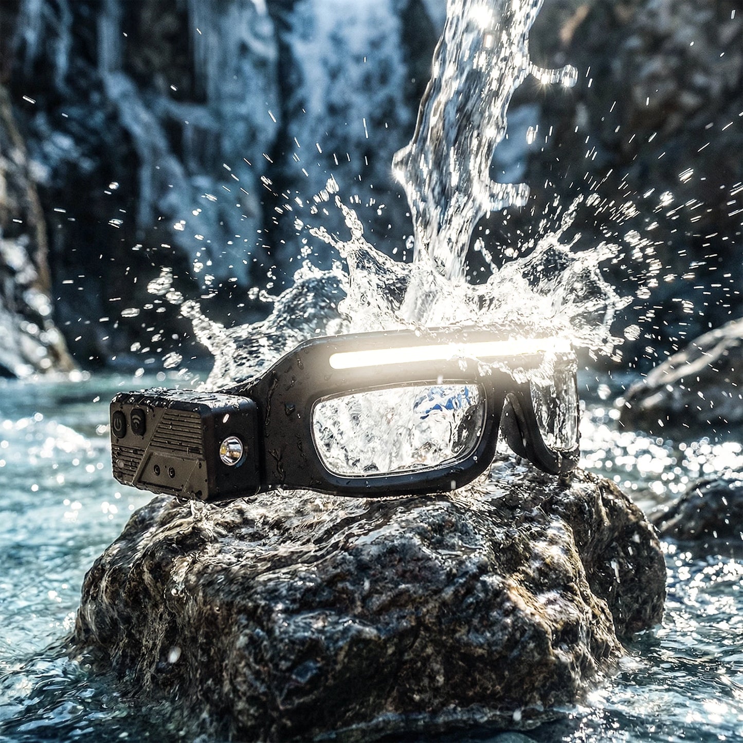 Fast Charging LED Headlamp with Built-in Glasses Light Function, Built-in Smart Motion Sensor & Portable Induction Button Switch, Cool Styling, Separately Adjustable Multi Brightness Levels, Outdoor Gear for Night Running, Cy