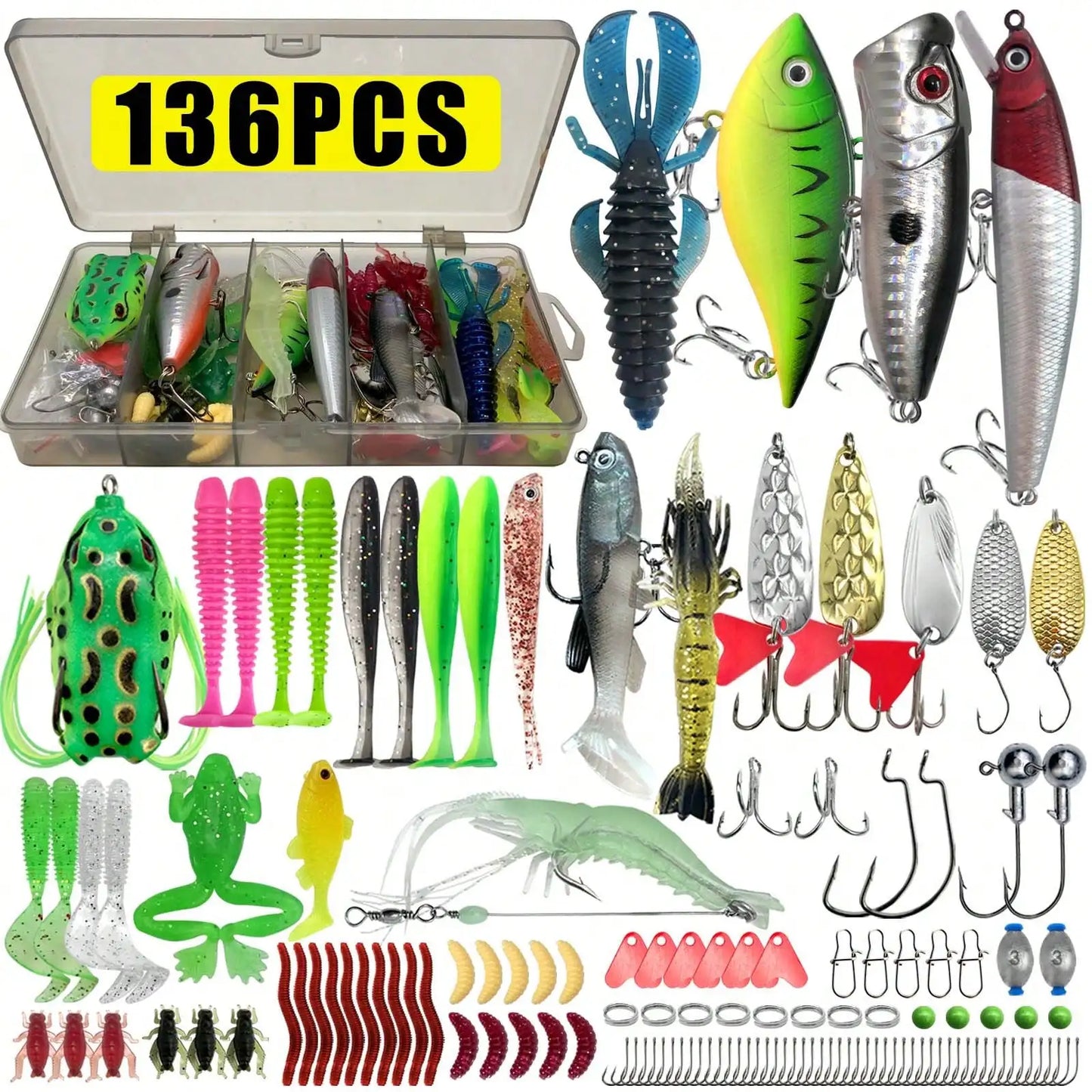 Mixed Fishing Lure Set Tackle Box Kit For Trout Bass