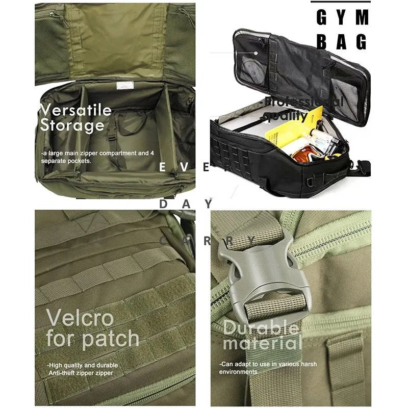 LQARMY 3 Way Duffel Bag Waterproof Travel Bag Unisex Gear