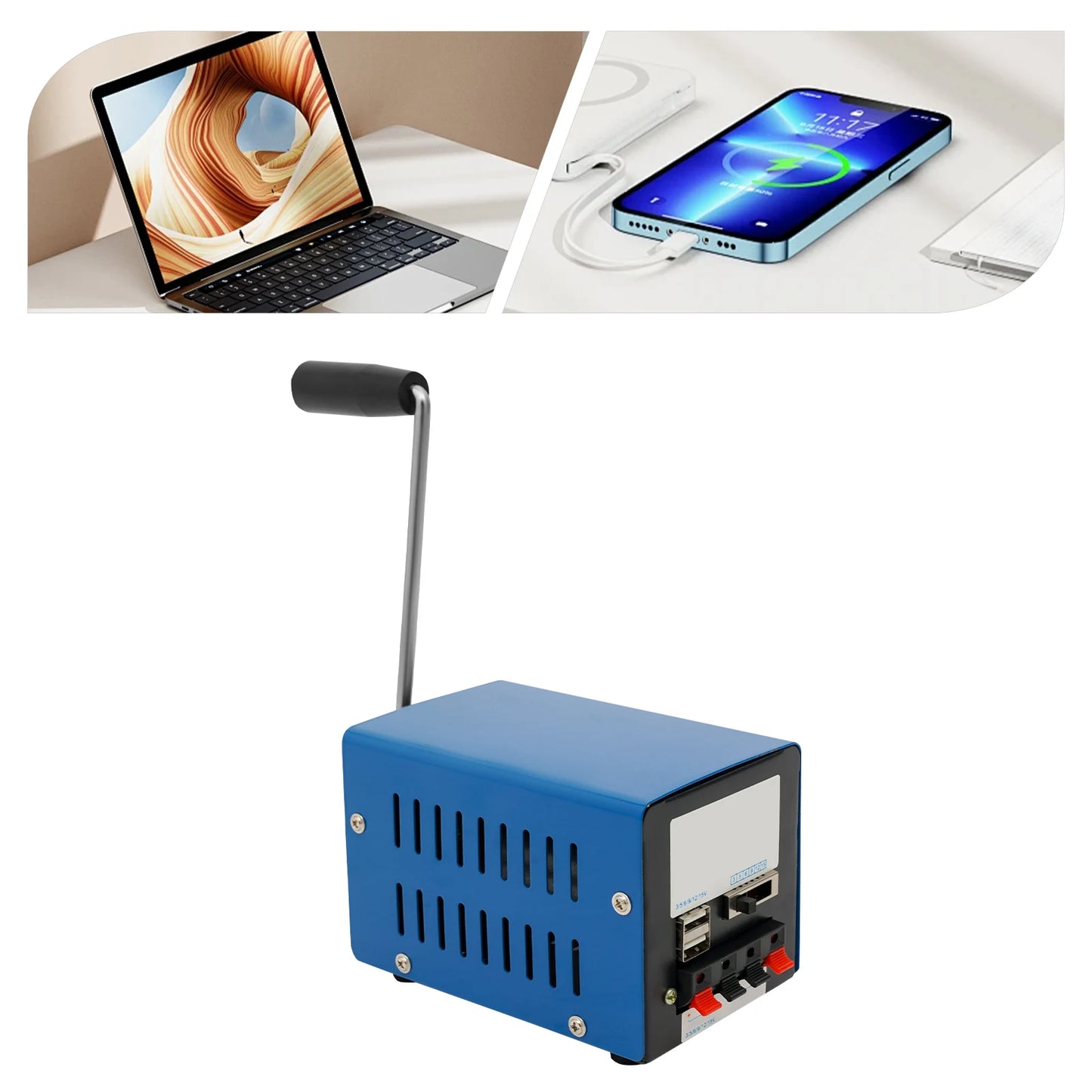 Manual Hand Crank Generator 20W Portable Emergency USB Charger for Travel