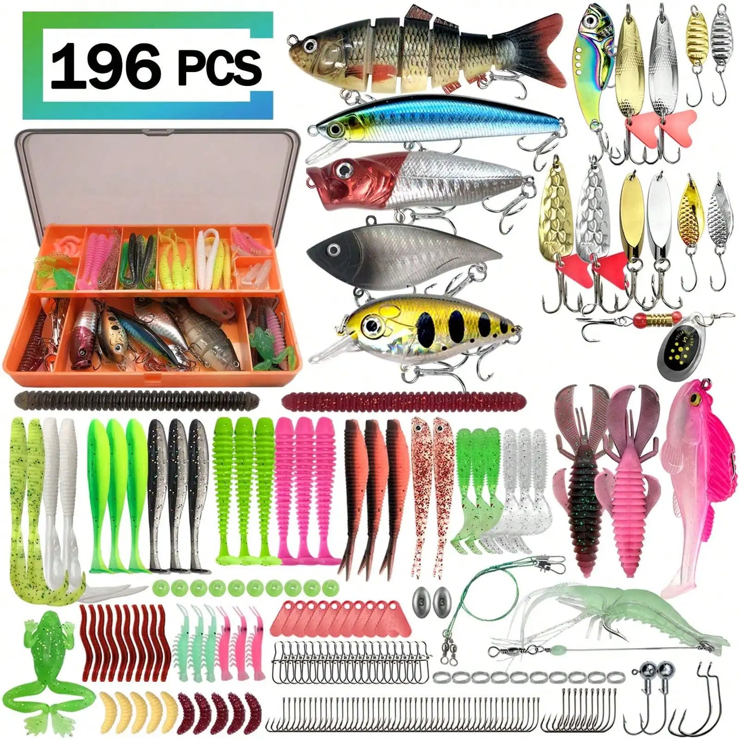 Universal Fishing Lure Set With Box Soft Baits And Hooks