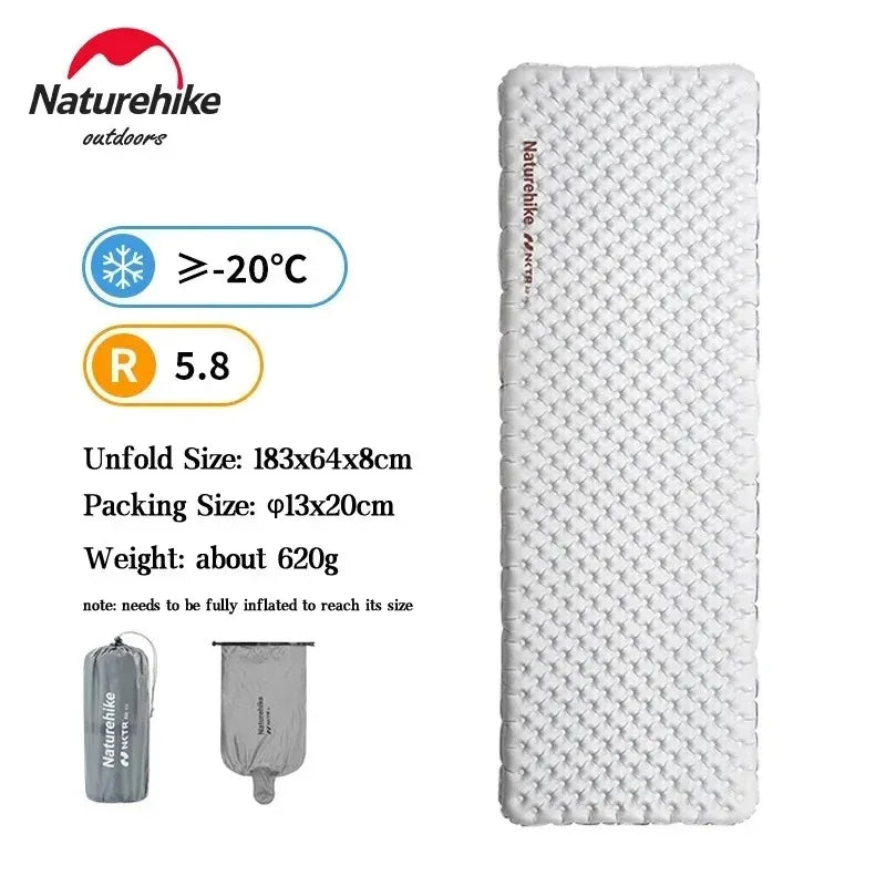 Naturehike Inflatable Mat Ultralight 5.8 High R Value Warm Sleeping Pad Portable Outdoor Camping Tent Single Moisture-proof Mats