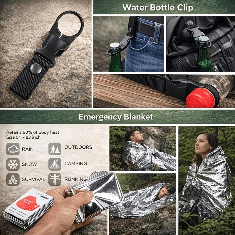 232pcsMulti-Functional Tool Backpack Emergency Survival Kit Camping Gear First Aid Supplies with MOLLE Pouches Suitable for Hunting Camping Gardening Outdoor Adventure Creative Gift for Valentine's Day Father's Day Birthday