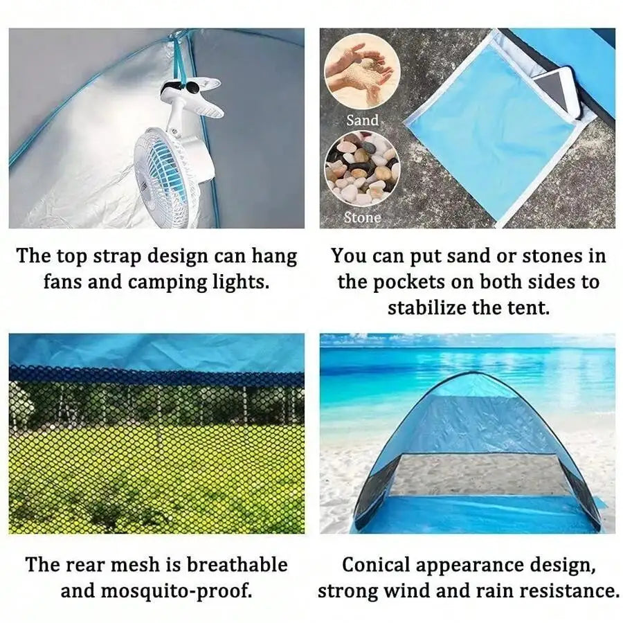 Pop Up Portable Beach Canopy Sun Shade Shelter Outdoor Camping Fishing Tent Mesh Outdoor Shade Tent, Beach Tent