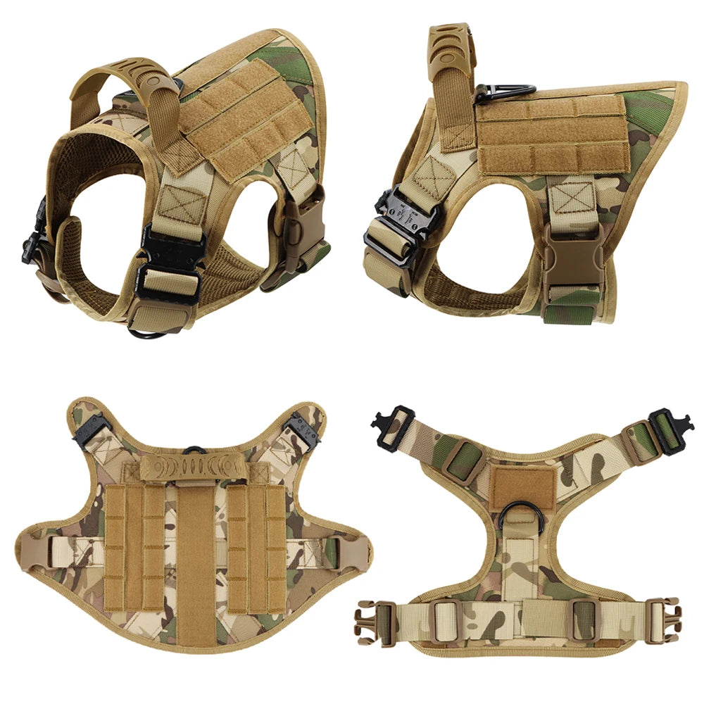PETRAVEL Military Dog Harness Vest Leash Patches Training Set