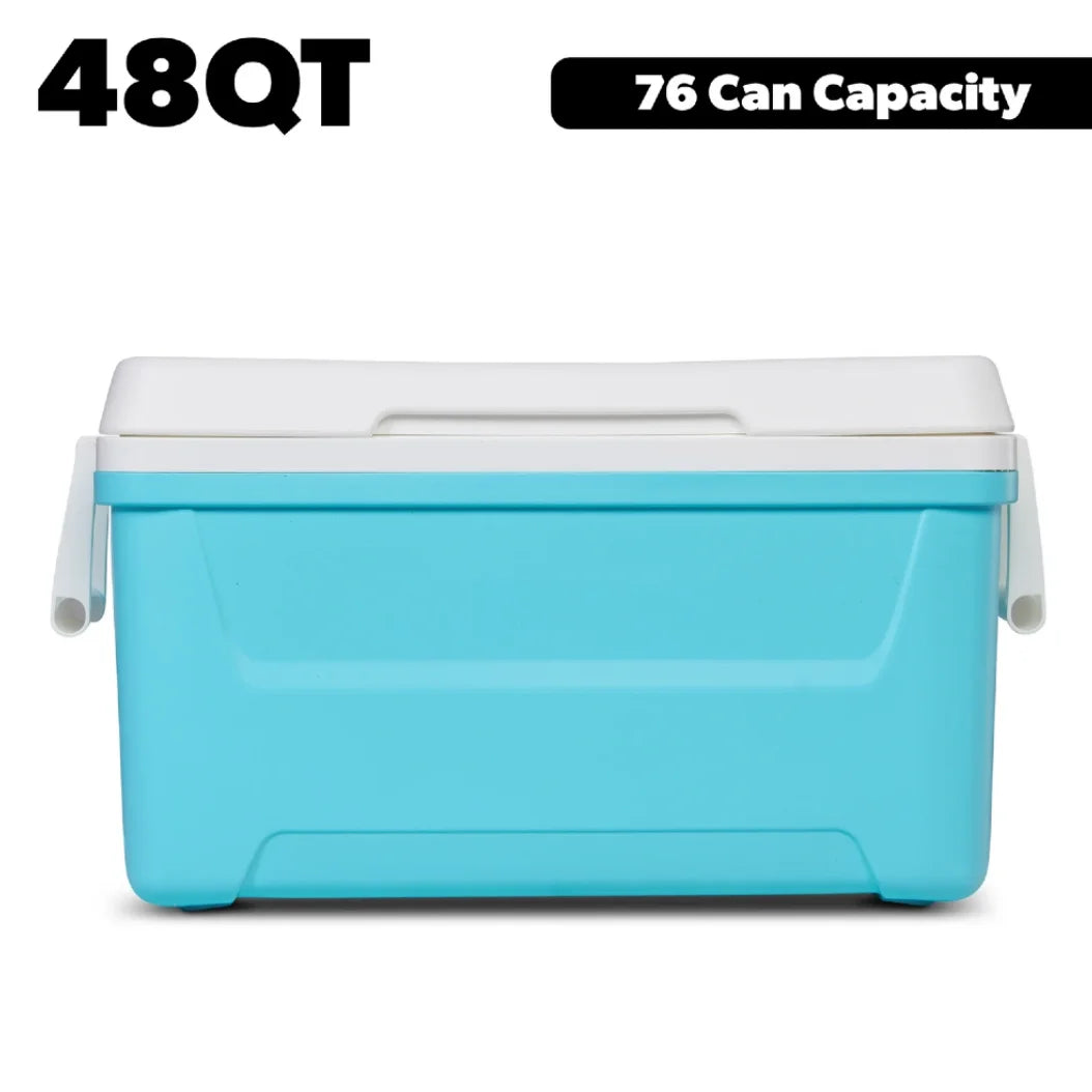 48 QT Red Laguna Hard Sided Insulated Ice Chest Cooler Large Capacity Portable Ice Retention Cool Box With Swing Carry Handles Stain Odor Resistant Liner For Camping Beach Picnic Fishing Outdoor BBQ Travel Drinks Food Storage