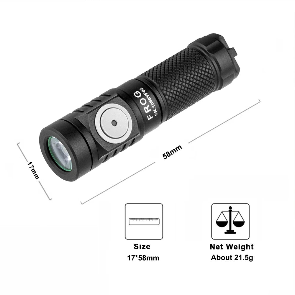 Keychain flashlight Camping Hiking LED Flashlight pocket tool 720 Lumens 115m Range 5 Modes USB-C Rechargeable Lumintop Frog