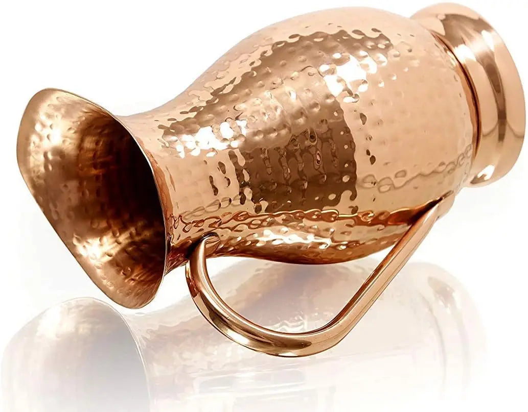 Pure Copper Pitcher With Lid 70 Oz Capacity Hammered Jug
