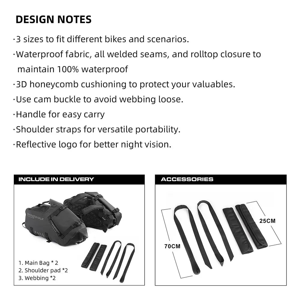 Waterproof Motorcycle Saddle Bags 2 Pack Universal Fit