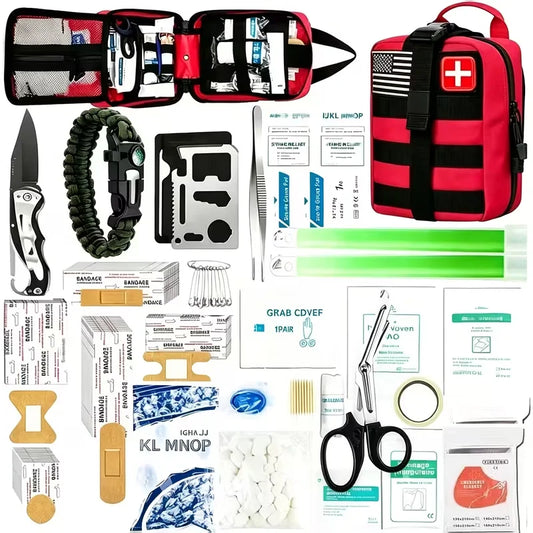 240 Survival Kit for Outdoor Adventure Travel Camping Sports Office Car School Emergency First Aid Equipment Tool Gift for Men And Women