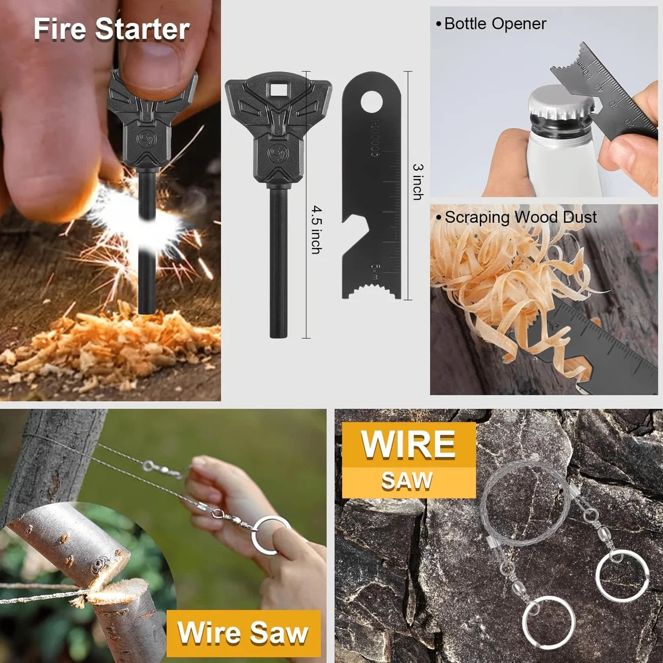 258-Piece Professional Survival & Outdoor Gear Set Comes with fire starters, compasses and multi-functional outdoor tools. Ideal for camping and adventure enthusiasts, perfect as gifts for men, fathers and husbands. Suitable