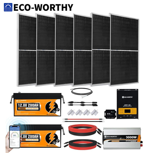 ECO-WORTHY 1200W Lithium Solar Off Grid System With 6x195W Panels
