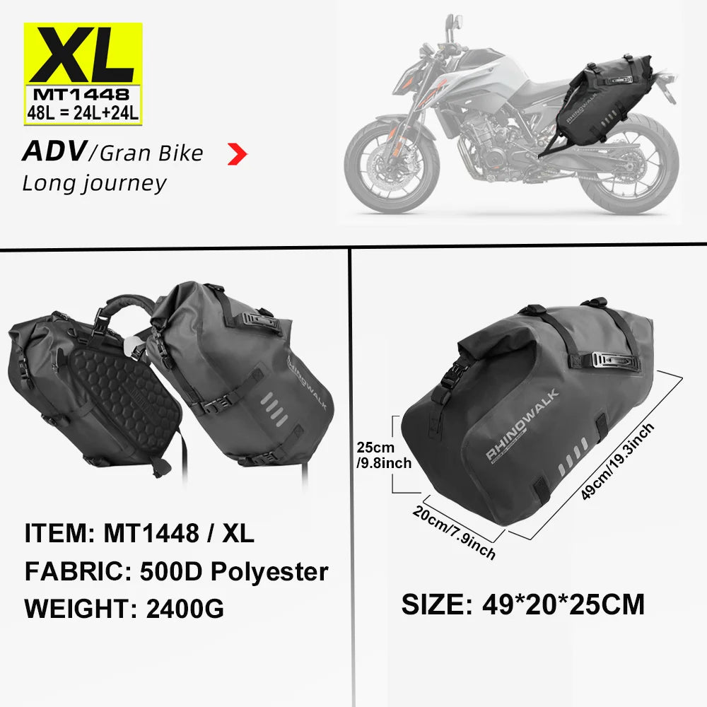 Waterproof Motorcycle Saddle Bags 2 Pack Universal Fit