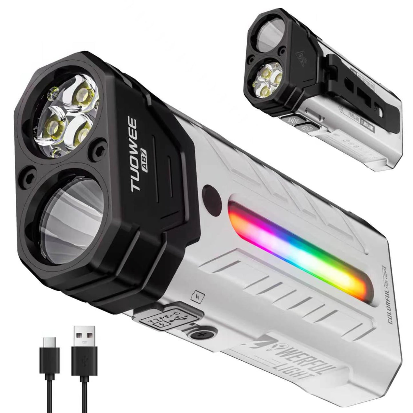 Rechargeable Magnetic LED Flashlight 5000LM With RGB Ambient Light