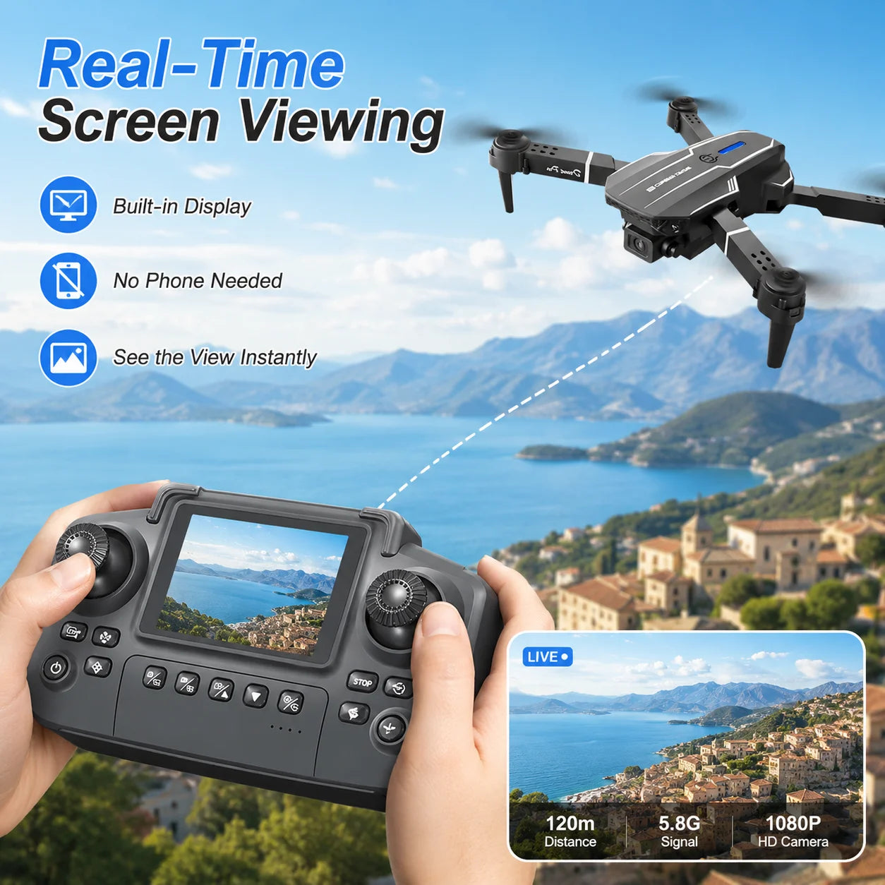ZNLYRION RC Drone With HD Camera Altitude Hold 3 Speed