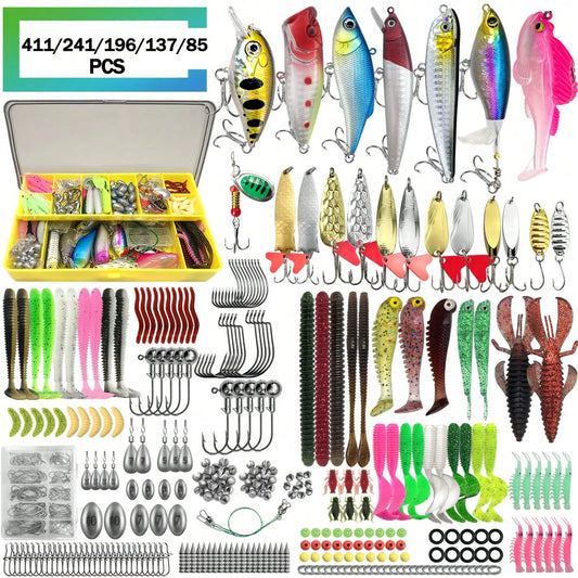 Universal Fishing Lure Set With Box Soft Baits And Hooks