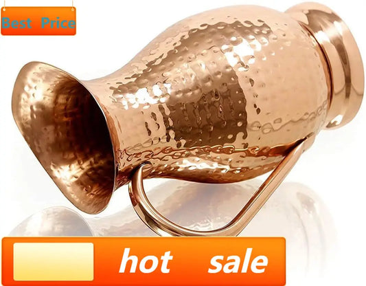 Pure Copper Pitcher With Lid 70 Oz Capacity Hammered Jug